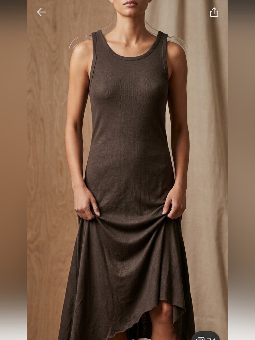 Women's Brown Maxi Tank Dress - Classic Sleeveless Style